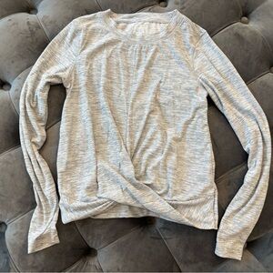 Old Navy Relaxed Breathe ON Twist-Hem Cropped Long Sleeve Top Heather Gray XS